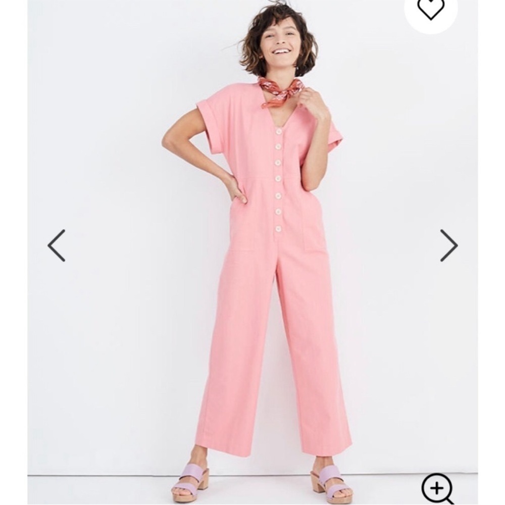 Madewell Button Down Cotton Jumpsuit Pink Size 4